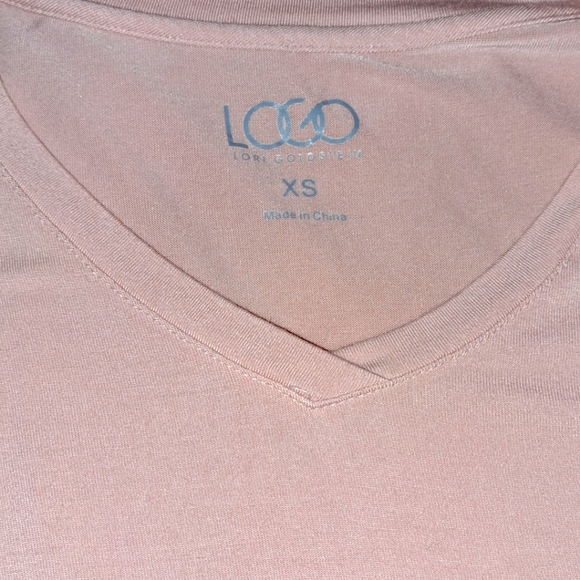 Pink blouse by LOGO Lori Goldstein. Size XS. Has sheer trim and super soft. - Picture 2 of 3